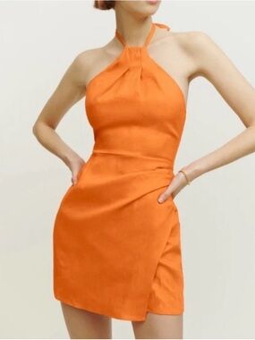 Reformation Orange Halter Mini Dress